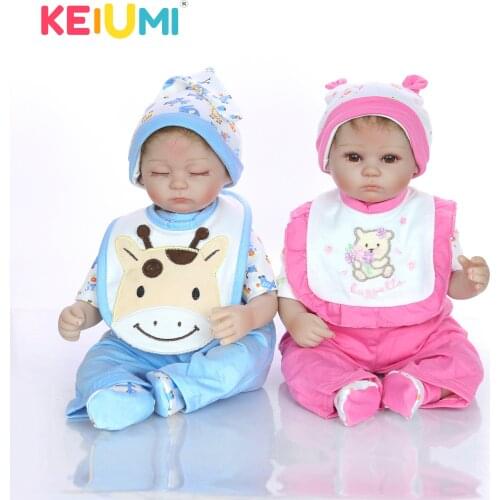 Wholesale 17 inch 42 cm Lifelike Twins Reborn Baby Doll Cloth Body Reborn Little Babies Toy For Christmas Gifts