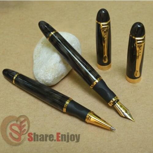 FOUNTAIN PEN 0.7mm BROAD NIB + ROLLER BALL PEN 2 PCS JINHAO X450 GREEN MARBLE JINHAO 450