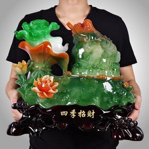 Chinese Style Lucky Toad Peony Resin Home Auspicious Gifts Living Room Bedroom Office Desktop Decorations Shop Decoration