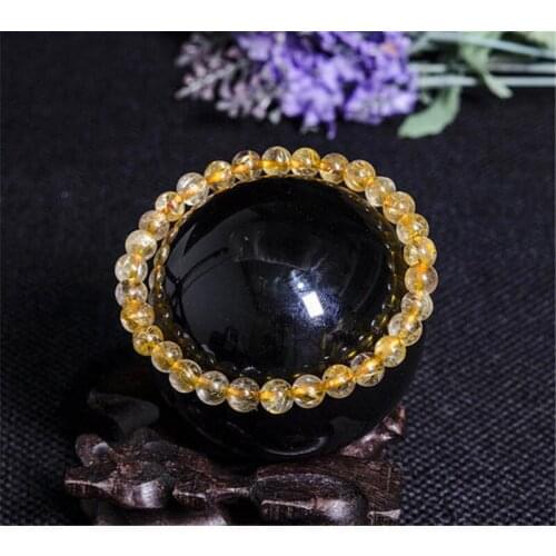 Drop shipping Natural gold rutilated quartz Crystal gemstone bracelet meditation reiki healing crystal fengshui for friend