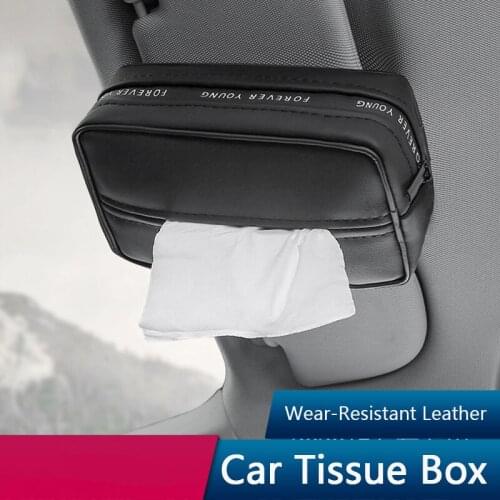 QHCP Chair Back Hanging Leather Car Supplies Tissue Paper Box Holder Tray For Home Napkins Case Organizer Universal Decor Tools