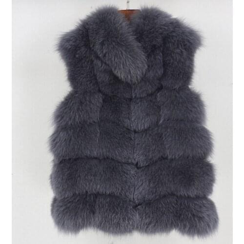 Luxury Winter Jacket Women Stand Collar 2020 New Real Fur Vest Coat Natural Big Fluffy Fox Fur Outerwear Streetwear Thick Warm