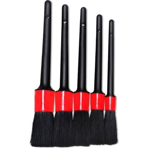 Car Exterior Interior Detail Brush 5PCS Boar Hair Bristles Brush for Car Cleaning Auto Detail Tools Dashboard Cleaning Brush