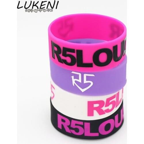 LUKENI Fashion 1PC R5 Louder Silicone Wristband Wide Bracelets&Bangles Band For Rock Music Concert Adult Size Jewelry Gift SH136