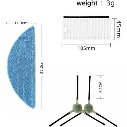 Brand New HEPA Filters Side Brush Mop Rags Replacement Accessories for LEFANT M200/201/ 501/520/T700 Vacuum Cleaner