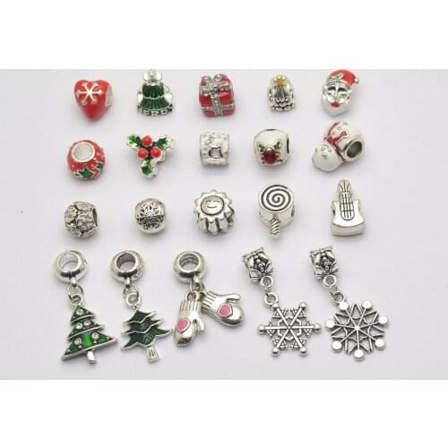 Mixed Christmas Series snowflake Charms Beads Fit Pandora Charms Bracelet Women Fashion Bead 20pc/lots feng0015