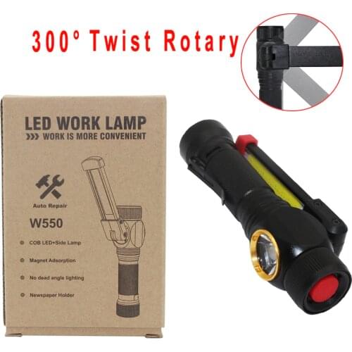 USB rechargeable COB LED Flashlight Torche 18650 work light 7 files Camping Tent Lanterna Twist Rotary Clip Magnet Mini lamp