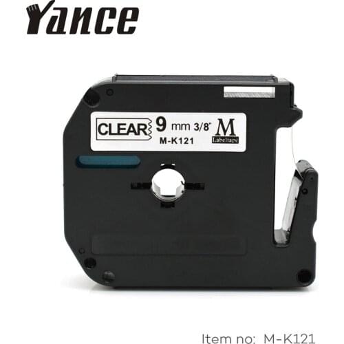 Yance MK121 MK 121 MK-121 9MM Black on clear label tape for PT-65 PT-70 PT-85 PT-M95 PT-100 Compatible brother Label Printer