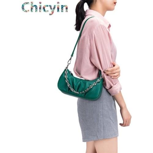 Woman Bag Genuine Leather Armpit Bag For Women Crossbody Bag Chain Shoulder Handbags Female Cloud Bag Fashion Hand Bag