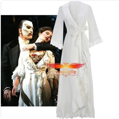 Musical Opera The Phantom of the Opera Kristen Cosplay Costume Women White Gown Fancy Beach Dress Bridesmaid Dress Night-Robe