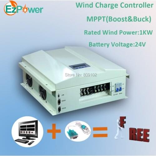 1KW 24V MPPT charge controller for wind turbine (Boost &Buck), LCD display, RS communication