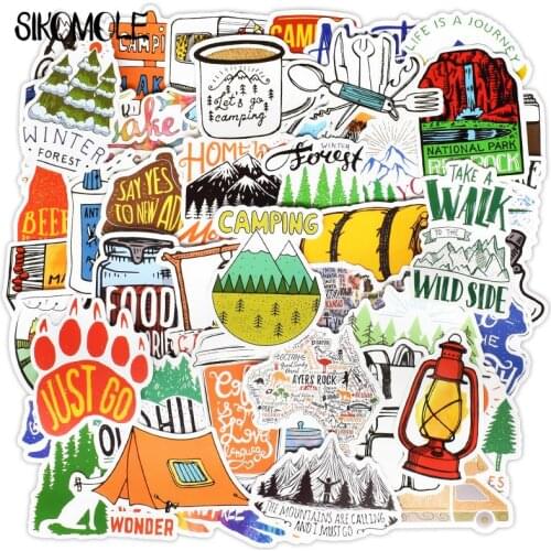 50PCS Camping Adventure Graffiti Stickers For Car Styling Bike Motorcycle Phone Laptop Travel Luggage DIY TOY Decals Sticker F4