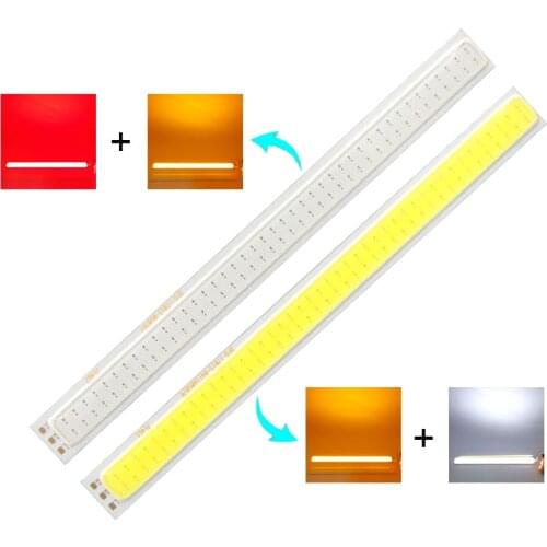 10pcs 170x15mm 2-Color LED COB Strip 12V Lamp for CarTurning Signal Light 170mm Bi-colour Two Tune Orange Red White Bar Lights