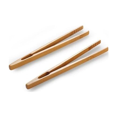 2Pcs Bamboo Wooden Toaster Bagel Bacon Sugar Ice Tea Tongs