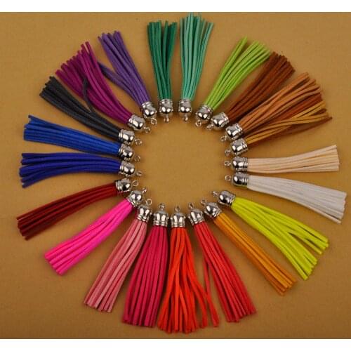 200pcs Suede Tassels Charm Multi Colors Faux Suede Leather Tassel With Cap for DIY Jewelry Making Materials