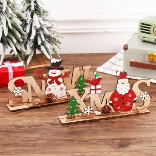 30 Pcs Christmas Decorations Wooden Letters Santa Claus Snowman Ornaments Navidad New Year Desktop Decoration Diy Xmas Items
