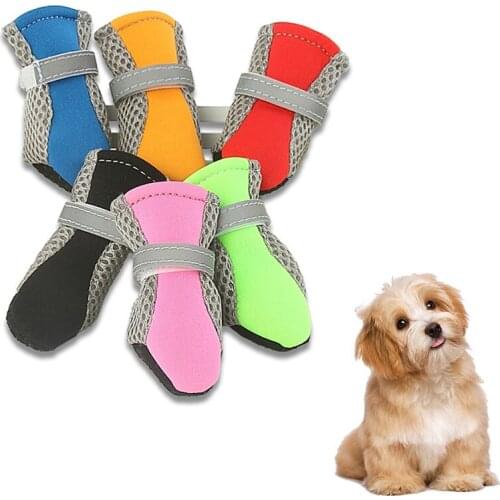 4pcs Pet Dog Shoes Non-Slip Cat Socks Cat Shoes Slippers Pet Cute Cats Snow Boots Socks Indoor for Small Dogs Pet Supplies