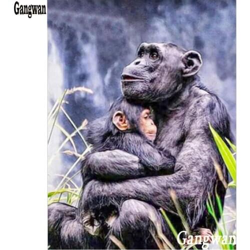 Orangutan maternal love 5D diamond painting cross stitch Full drill square round diamond rhinestone embroidery mosaic hobby art