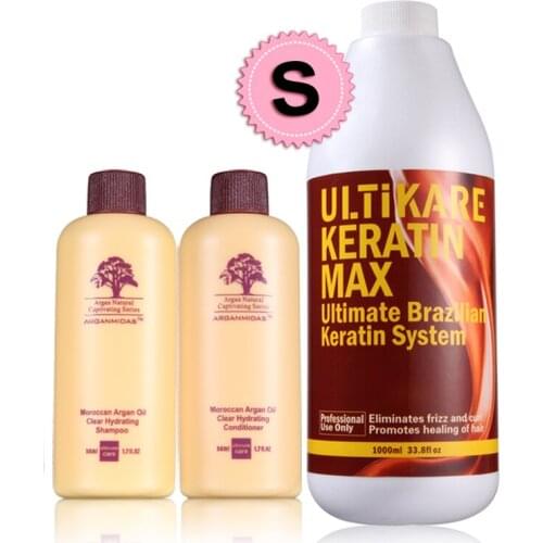 Cheaper 8% Keratin 1000ml Brazilian Keratin Treatment Straight+Free Travel Argan Oil Hair Shampoo and Conditioner