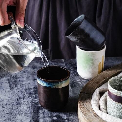 Japanese Style Teacup Water Cup Ceramic Hand-painted 220ml Teacup Cuisine Drinkware Coffee Cup Mug Threaded Cup With None