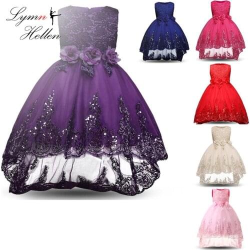 Infant Kids Baby Girl Clothes Summer Lace Floral Round Neck Sleeveless Princess Party Dresses Girls Birthday Trailing Dress