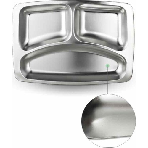 Stainless Steel Divided Dinner Plate Dish Round Students Lunch Tray Plate Tableware Canteen restaurants Supplies compartments