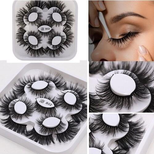 HBZGTLAD 9 Pairs 3D Soft Mink False Eyelashes Handmade Wispy Fluffy Long Lashes Natural Eye Extension Makeup Kit Cilios