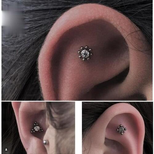 Personality Titanium Steel Mini Ear Bone Nail Micro Inlaid Zircon Round Point Ear Bone Nail Women Fashion Puncture Jewelry