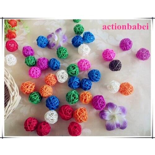 Hot !50pcs/lot 3cm birthday party decor Wedding decoration Rattan Ball,Christmas Decor Home Ornament Home Decoration Mixed color