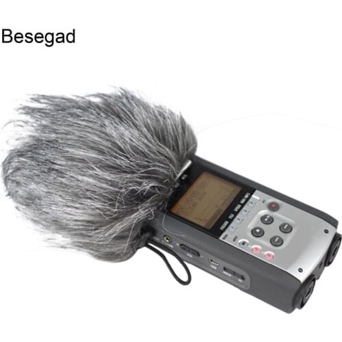 Besegad Furry Microphone Windscreen Muff Artificial Fur MIC Windshield Wind Muff for Zoom H1 H2N Q3 Q3HD Sony D50 Recorder