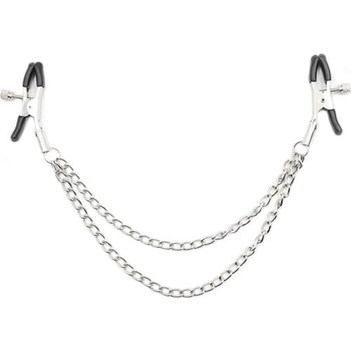 Metal Nipple Clamps With Double Chain BDSM Bondage Exotic Accessories Sex Toys for Women Clitoris Clamps Labia Breast Clip