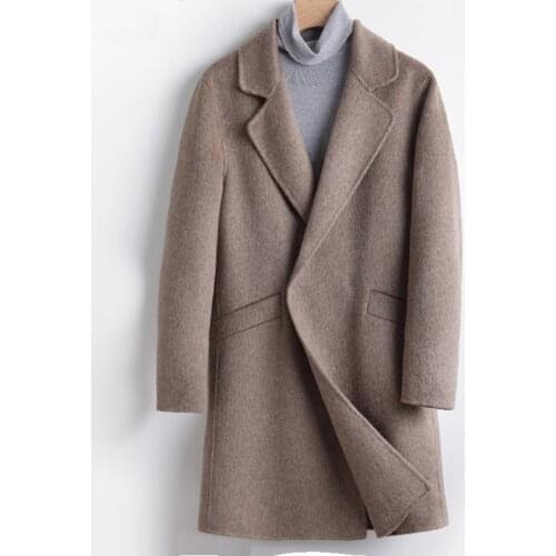 Mens Double-sided Long Wool Coat Man Jacket Alpaca Mens Coats and Jackets Windbreaker Abrigo Hombre 846 KJ1475
