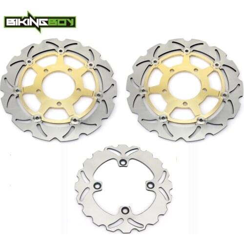 BIKINGBOY Front Rear Brake Discs Disks Rotors For Kawasaki ZX6R Ninja ZX636B ZX6RR ZX600 K M 2003 2004 Stainless Steel Full Set