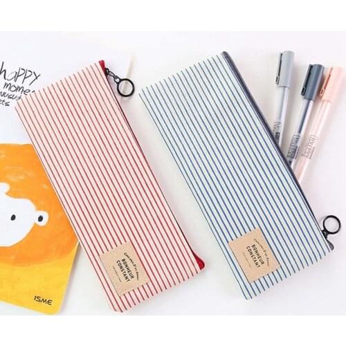 Simple Canvas Pencil Case Kawaii Korean Style Pencilcase School Pen Case Supplies Pencil Bag School Box Pencils Pouch Stationery