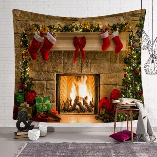 Xmas Fireplace Backdrop Christmas Tree Photography Background Party Banner Home Decoration Photo StudioPhotography Background