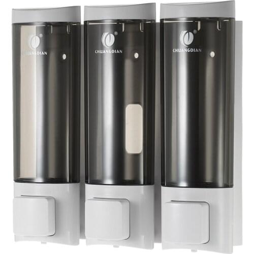 Manual Soap Dispensers Wall-mounted Three Chamber Shampoo Box Shampoo Shower Gel Liquid Soap Dispensers Rest Room Washroom