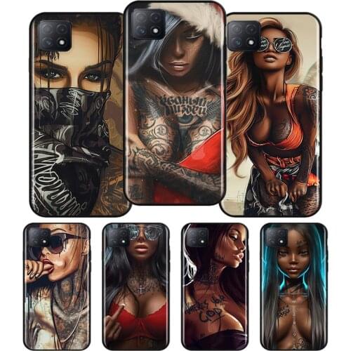 Sexy Glaze Black Girl Silicone For OPPO AX7 A1K A94 A93 A92S A73 A72 A53S A52 A32 A31 A12E A11X A9 A5 2020 Soft Phone Case