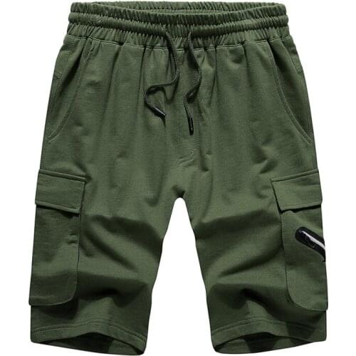 Summer men shorts men casual shorts knee long pants multi-pocket tooling shorts fashion drawstring mid-waist men board shorts