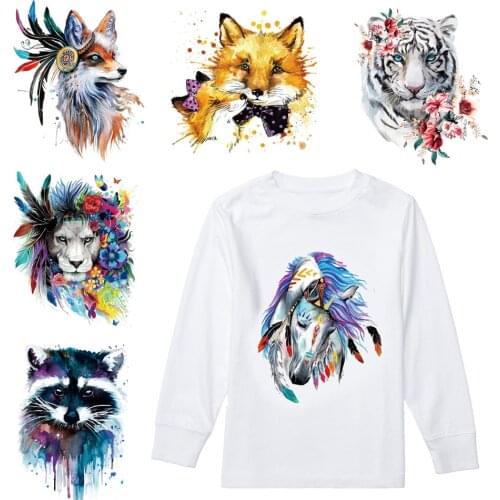 Clothes DIY Iron On Transfer Colorful Animal Print Patches T-shirt Washable Heat Transfer Vinyl Stickers Tiger Unicorn Patch