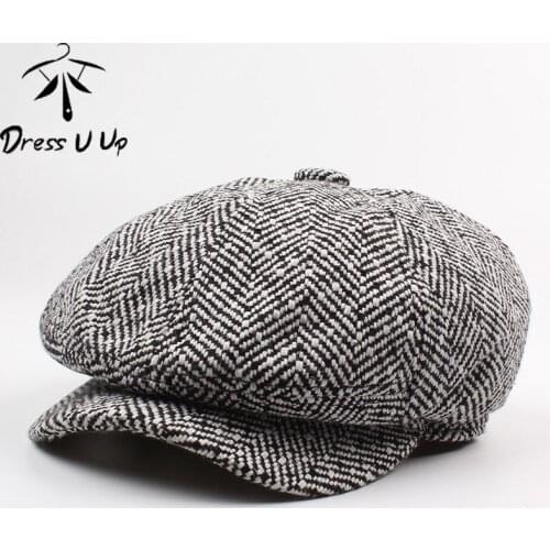 DRESSUUP Men Berets Hat Autumn New Vintage Herringbone Octagon Cap WomenS Casual Pumpkin Hat Flat Beret Hats Peaky Blinders