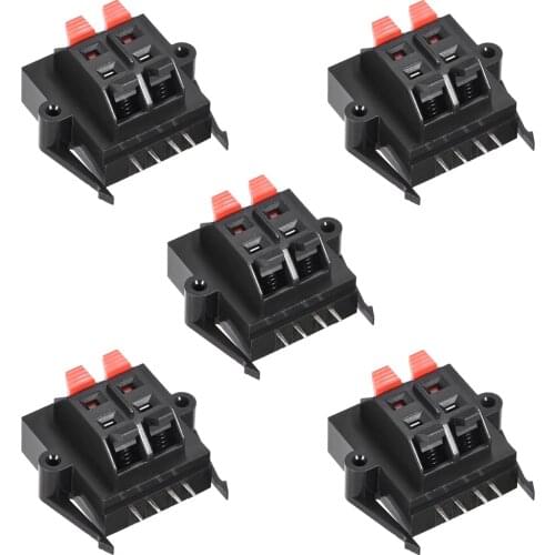 Uxcell 5Pcs 4 Way Speaker Terminal Clip Push Release Audio Cable Terminal Strip WP4-11