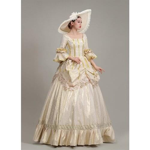 Champagne vintage baroque embroidery ball gown dress Renaissance Gown queen dress Victorian/Marie Antoinette Belle