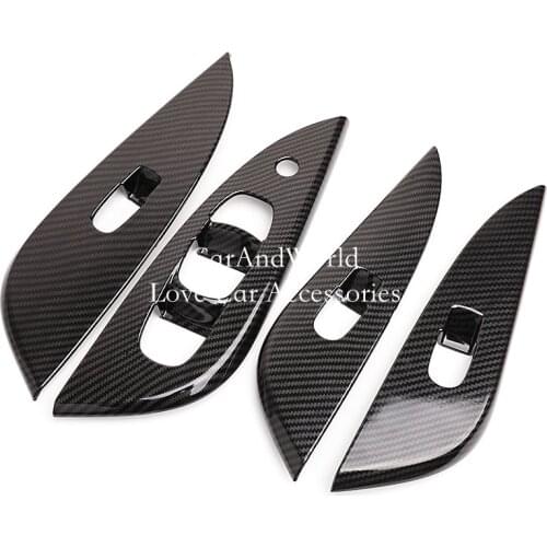 Interior Door Armrest Window Glass Lift Switch Decoration Cover Frame Trim For NISSAN TIIDA Pulsar 2016-2021 ABS Car Accessories