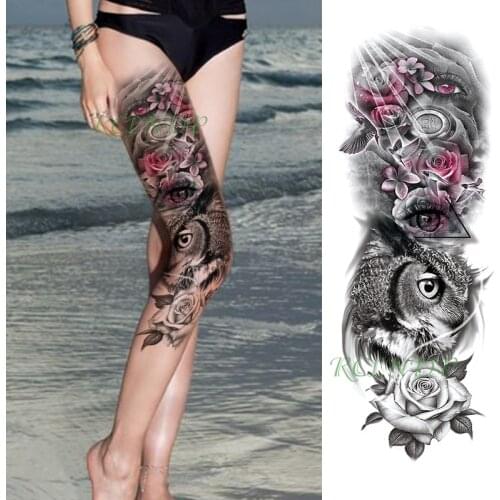 Waterproof Temporary Tattoo Sticker bird owl flower eyes full arm fake tatto flash tatoo sleeve tato for men women