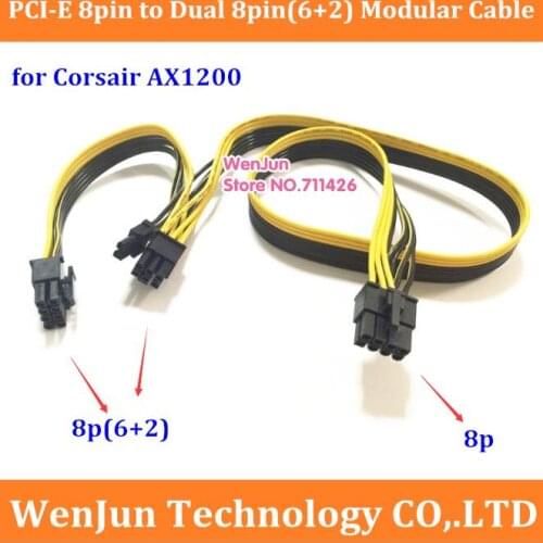 High quality 8Pin PCI-E to Dual 8(6+2)-Pin Graphics Card Modular Power Supply Cable for Corsair AX1200