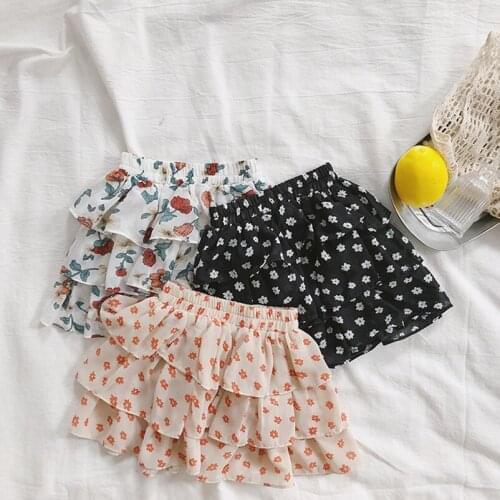 3 layers ruffles lace chiffon skirt baby girls mini skirts summer toddler floral pettiskirts children party wedding costumes