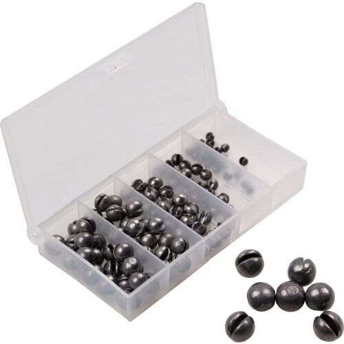 100 Pcs/box 0.2g-2g Open Bite Lead Set Bare Fishing-clip Drop Biting Round Plumb Bob Auxiliary Fishing Tackle Accessories