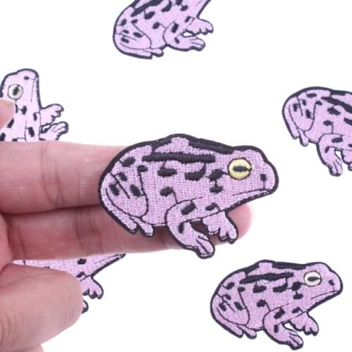 2pcs Clothes Badges Embroidery Frog Patches For DIY Clothing Patch With Hot Melt Adhesive Iron On DIY Coat Shoes Accessories F