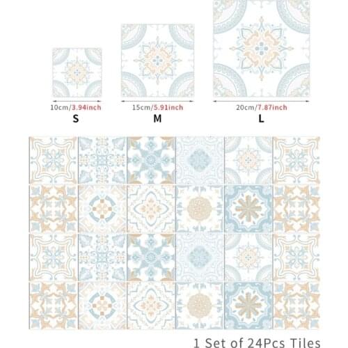 24pcs Backsplash Tile Stickers Peel Stick Wall Sticky Waterproof Removable Stair Decals for Bathroom Kitchen Furniture