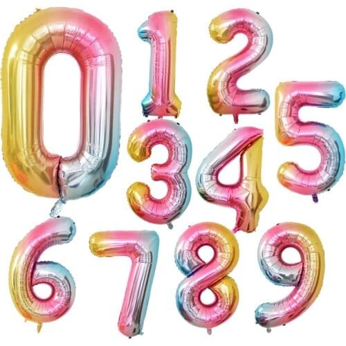 40inch Large Iridescent Rainbow Color Number Foil Balloon Birthday Party Wedding Decoration Digital Balloon Globos Kids Toy Gift